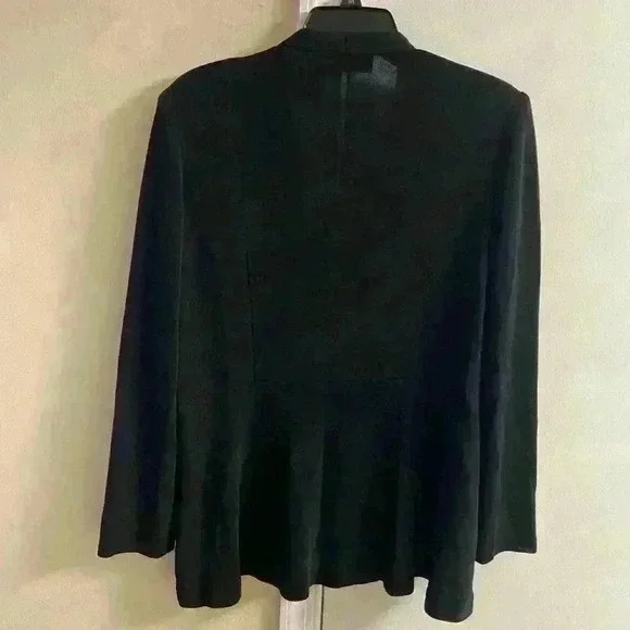 Misook sweater cardigan blazer black one button front faux pockets Medium - Picture 5 of 7